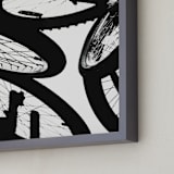 "Shadow Cycle" - Art Print in Tire by Beth Murphy - Frame Close-up
