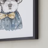 "Snazzy Schnauzer Mixed Media" - Art Print in Chambray Blue by Lauren Rogoff - Frame Close-up