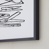 "Clothespins 2" - Art Print in Inky Black by Elliot Stokes - Frame Close-up