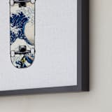 "SK8 Deck - Wave" - Art Print in Blues and Grays by Celeste Duffy - Frame Close-up