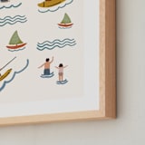 "Fun at the Lake" - Art Print in Light Cream by Lea Velasquez - Frame Close-up