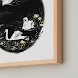 "Sweet Swan Lake" - Art Print in Spring by Shiny Penny Studio - Frame Close-up