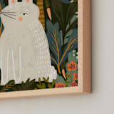 "Bunny Jungle" - Art Print in Forest Green by SALLY MURPHY - Frame Close-up