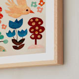 "Bird and the forest" - Art Print in Off White by Mojca Dolinar - Frame Close-up