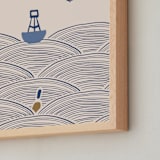 "Lobster Boat & Buoy 1" - Art Print in Blue by Allison Ross - Frame Close-up