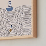 "Lobster Boat & Buoy 1" - Art Print in Blue by Allison Ross - Frame Close-up