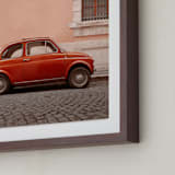 "An Italian Classic in Rome" - Art Print in Red Rosa by Kelsey Mucci - Frame Close-up