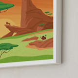 "Journey to the Disney's Pride Lands" - Art Print in sunset by Erica Krystek - Frame Close-up
