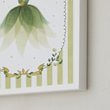 "Disney Princess Tiana Dress-Up" - Art Print in Green by Kamala Nahas - Frame Close-up