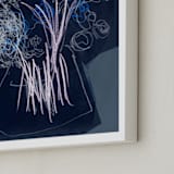"An attempt on gestural drawing" - Art Print in dark blue flowers by Bethania Lima - Frame Close-up
