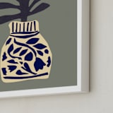 "Single flower in a porcelain vase" - Art Print in Pearl Grey by Sonya Percival - Frame Close-up