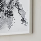 "Drawing 369 - Standing Man" - Art Print in Deep Charcoal by Derek overfield - Frame Close-up