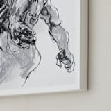 "Drawing 369 - Standing Man" - Art Print in Deep Charcoal by Derek overfield - Frame Close-up
