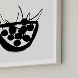 "Life is a bowl of cherries" - Art Print in Black and Off-white by Sonya Percival - Frame Close-up