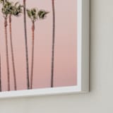 "Seven Palmtrees" - Art Print in Warm rosy sunset by Lisa Sundin - Frame Close-up