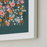 "Picking Wildflowers" - Art Print in Garden Green by Britt Mills - Frame Close-up