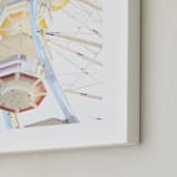 "Puyallup Merry Go Round" - Art Print in Colorful Sky by Sharon Rowan - Frame Close-up