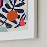 "Garden Remixed and Reimagined" - Art Print in Midnight Blue by Deborah Velasquez - Frame Close-up