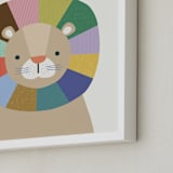 "Quilted Lion" - Art Print in Rainbow by Kelly Watkins - Frame Close-up