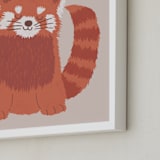 "Sleepy Red Panda" - Art Print in Tangerine by Jennifer Holbrook - Frame Close-up