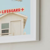"The Lifeguard" - Art Print in Summer Blue by Lisa Sundin - Frame Close-up
