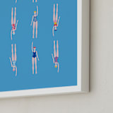 "Nadadoras" - Art Print in Pool Blue by Nieves Herranz - Frame Close-up