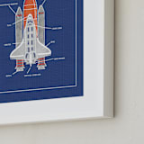 "The Space Shuttle" - Art Print in Blueprint by Meggy Masters - Frame Close-up
