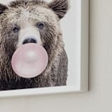 "Bubblegum: Bear" - Art Print in bubblegum pink by Maja Cunningham - Frame Close-up
