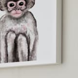 "Baby Animal Monkey" - Art Print in wood smoke by Cass Loh - Frame Close-up