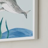"Ocean Friends II" - Art Print in Shark by Teju Reval - Frame Close-up