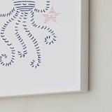 "Lined Animals I" - Art Print in OCEAN BLUE by Jayne Alfieri - Frame Close-up
