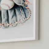 "Baseball 1" - Art Print in Leather by Helen Makadia - Frame Close-up