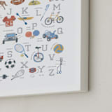 "Sports Alphabet" - Art Print in Grey by Teju Reval - Frame Close-up