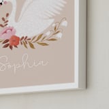 "Romantic swan" - Personalized Art Print in Blush by Tati Abaurre - Frame Close-up