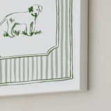 "Puppies at Play 3" - Art Print in Forest Green by Madelaine Crocker - Frame Close-up