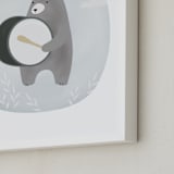 "drummer bear" - Art Print in sky by Faith Dorn - Frame Close-up