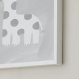 "Dream Big Elephant And Giraffe" - Art Print in Soft Grey by Patrice Horvath - Frame Close-up