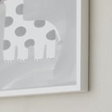 "Dream Big Elephant And Giraffe" - Art Print in Soft Grey by Patrice Horvath - Frame Close-up