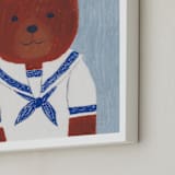 "Sailor Bear" - Art Print in Dusty Blue by Madhvi Samimi - Frame Close-up