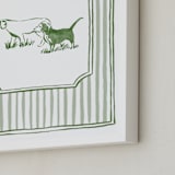 "Puppies at Play 2" - Art Print in Forest Green by Madelaine Crocker - Frame Close-up