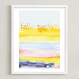 "Watercolor Hello Sunshine" - Art Print in Sunshine by Sonal Nathwani - Framed