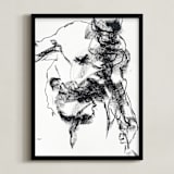 "Drawing 264 - Gesturing Man" - Art Print in Rich Ebony by Derek overfield - Framed