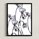 "Ink Cyclamen" - Art Print in inky blue by Sonal Nathwani - Framed
