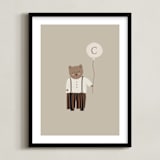 "Balloon Bear" - Personalized Art Print in Tan by Angela Thompson - Framed