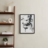 "Drawing 264 - Gesturing Man" - Art Print in Rich Ebony by Derek overfield - In a Room