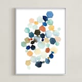 "Hexagon Cluster" - Art Print in Turquoise by Yao Cheng Design - Framed
