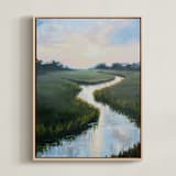 "Morning Reflection" - Art Print in Meadow by April Moffatt - Framed Canvas