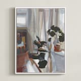 "Morning, Sleepyhead" - Art Print in Lavender Gray by Khara Ledonne - Framed Canvas