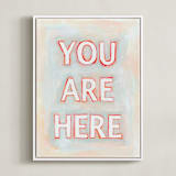 "You are Here" - Art Print in Coral by Karyn Denten - Framed Canvas
