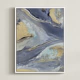 "Cascading Light" - Art Print in Indigo by Julia Contacessi - Framed Canvas